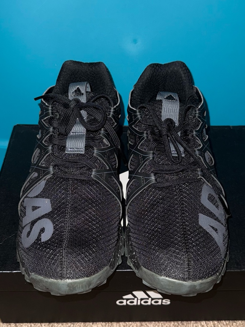 adidas Black and Gray Mesh Running Shoes